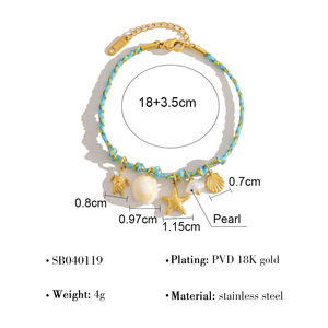 Bohemian Dệt Sợi Dây Thừng Vòng Cổ Vòng Đeo Tay Set Cho Phụ Nữ Thép Không Gỉ Biển San Hô Ngọc Trai Mặt Dây Chuyền Không Làm xỉn Thời Trang Đồ Trang Sức Quà Tặng - Product Image 6