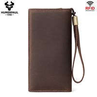 Dompet Pria Kulit Asli Embossed Mewah, Penutup Ritsleting, Desain Klasik, Lapisan Dalam Asli, Kasual Bisnis