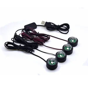 Welfnobl New Foot Sole Stars Atmosphere Light Car Voice Control Rhythm One For Four Colorful Led USB Ambient Light Car