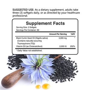 Gélules à l'huile de graines de cumin noir de marque privée avec la formule de vitamine <span class=keywords><strong>D</strong></span> pour aider les adultes à bien-être en bonne santé - Product Image 2