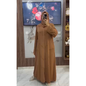 Hooded Floor Length <b>Abaya</b> Women Long Sleeve Solid Color Modest Dress Polyester Embroidery Middle East Style Summer Breathable - Product Image 5