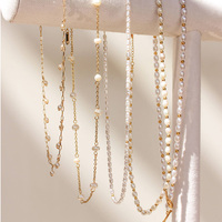 Collier de perles d'eau douce en acier inoxydable plaqué or 18 carats pour femmes élégantes collier de perlas