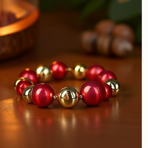 Fashion Beaded <b>Bracelet</b> 316L Stainless Steel PVD Gold Plating <b>Red</b> And Gold Beads For Women Jewelry - Product Image 3