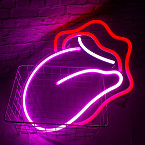 Letrero de Neón de Labios, Acrílico, Rojo Llama, Forma de Lengua Grande, Letreros de Neón para Decoración de Paredes, Luz de Neón Rojo-Rosa, Luz LED para Dormitorio - Product Image 2