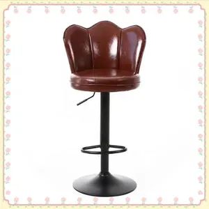 Commercial Leather Swivel Bar Stools With Back And Metal Bar Stool Base For Night Club Bar Chair