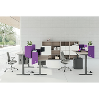 Bureau assis-debout électrique extensible à hauteur réglable avec panneau acoustique et rail de gestion des câbles