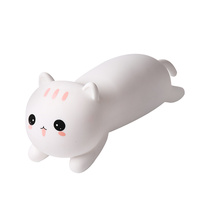 Lampe de chevet enfant chat mignon, veilleuse lune en silicone souple, jouet animal, cadeau réconfortant Kawaii