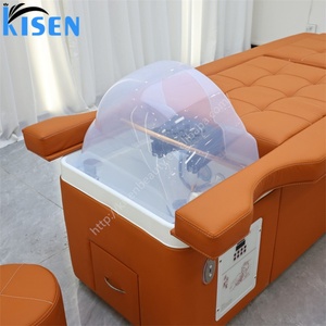KISEN Bac à shampoing de luxe moderne pour salon de coiffure, lit de spa électrique réglable pour soins capillaires, fauteuil de pédicure avec bain de pieds - Product Image 5