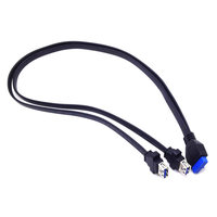 Cable de Extensión Doble de 20 Pines para Placa Base USB 3.0 con Conectores para Panel Frontal y Transferencia de Datos