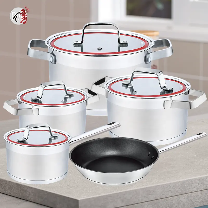 Grosir Peralatan Masak Dapur Anti Lengket Set Peralatan Masak Set Panci dan Wajan Stainless Steel