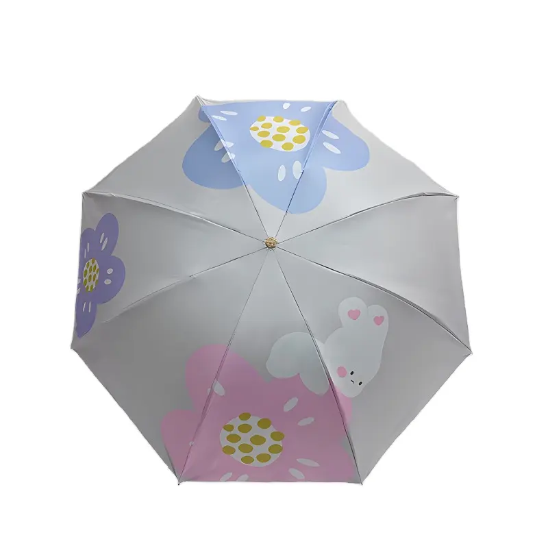 Mochila leve portátil resistente ao vento anti-uv para crianças, guarda-chuva compacto e dobrável para viagem, guarda-chuva de desenho animado para meninas e meninos rosa