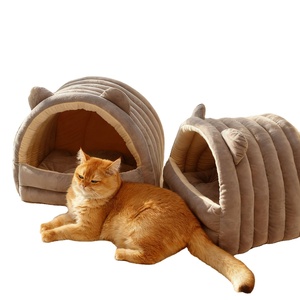 Dreieckiges Katzenbett Winter-Thermo-Plüsch Katzenhöhle Weiches Dreieckiges Raupenförmiges Nest Hält Katzen im Winter Warm - Product Image 1