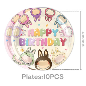 Bubu les monstres, fournitures de fête pour 10 invités, assiettes jetables, gobelets, serviettes, fourchettes, cuillères, décoration d'anniversaire pour enfants, dessin animé mignon - Product Image 5