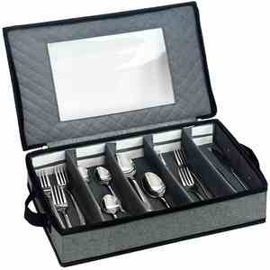Multipurpose Flatware Organizer Silverware Storage <b>Box</b> for Packing Serving Utensils with 5 Dividers and Thick Surface - Product Image 2