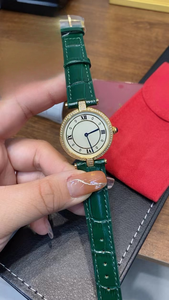 Montre mécanique automatique élégante et à la mode, cadran beige, bracelet en cuir de vache à motif crocodile vert grand-mère - Product Image 2