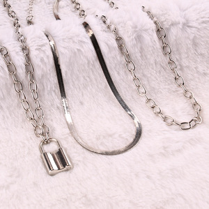 Stainless Steel Multi Layer Necklace Geometric Heart Pendant Fashion Jewelry for Women - Product Image 3
