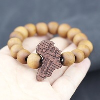 Bracelet de carte africaine en bois sculpté en croix de vente chaude d'Europe des États-Unis chaîne élastique symbole religieux chrétien pour hommes