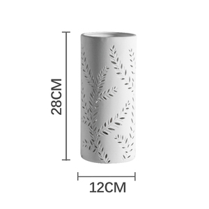 Lampu malam keramik gaya Modern untuk kamar tidur lampu meja porselen silinder kustom dengan pola daun harga pabrik - Product Image 2