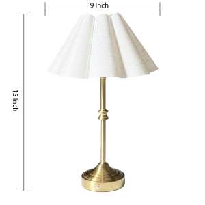 Lámpara de Mesa Inalámbrica de Metal Dorado de Lujo, Pantalla de Tela Reemplazable, LED Recargable, Flexible, Simple, Regulable - Product Image 4