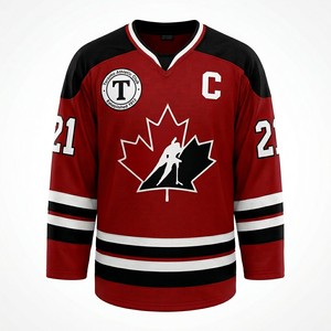 เสื้อฮอกกี้น้ำแข็ง USA สำหรับผู้ชาย แขนยาว คอวี ปักโลโก้ด้วยเทคนิค Tackle Twill ระบายความชื้น ต้านเชื้อแบคทีเรีย ผลิตจากโพลีเอสเตอร์ 100% - Product Image 1