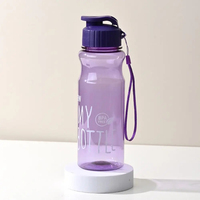 Bouteille d'eau de sport transparente en PET de 550 ml, grande capacité, gourde pour activités de plein air et camping