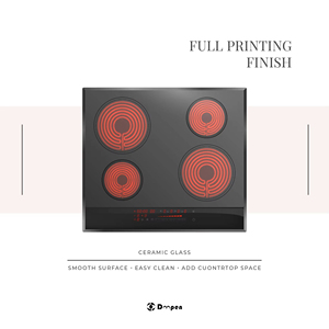 24"/60cm 4-Zone Slide Touch Control <b>Ceramic</b> Glass Hob for Kitchen - Product Image 1