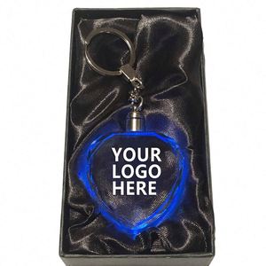 <b>Custom</b> Acrylic Crystal LED Light <b>Keychain</b> with <b>Custom</b> Logo Blank Key Rings for Family Gifts - Product Image 1