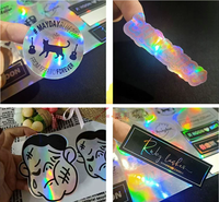 Étiquettes de feuille personnalisées, impression personnalisée, sécurité, transparentes, autocollantes, imperméables, en plastique, autocollants holographiques irréguliers avec logo