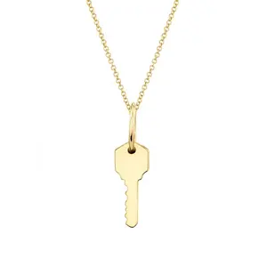 Gemnel inspired key pattern pendant can engrave any words or patterns you want personality charm pendant