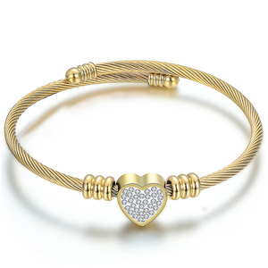 Bracelet en acier inoxydable en forme de cœur serti de diamants pour femmes, à porter au quotidien, 11 mm - Product Image 5