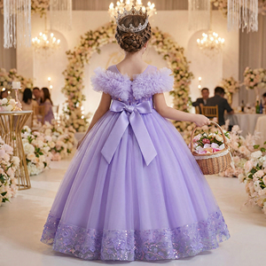 <span class=keywords><strong>Robe</strong></span> de soirée pour fille en maille moelleuse de style occidental, ornée de perles brillantes, <span class=keywords><strong>robe</strong></span> de demoiselle d'honneur, <span class=keywords><strong>robe</strong></span> de princesse élégante pour enfant de 10 ans - Product Image 2