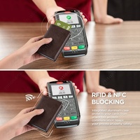 Dompet Kulit TILONSTAR RFID Pop Up dengan Kantong Koin, Slot Kartu Aluminium Anti Pembajakan, Tempat Kartu Kredit, Dompet Pria