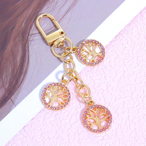 พวงกุญแจ<span class=keywords><strong>ต้น</strong></span>ไม้แห่งชีวิตประดับเพชรเทียม, จี้ห้อยกระเป๋าชุบทองพร้อมมุก, ของขวัญเครื่องประดับสไตล์มินิมอลสำหรับผู้หญิง - Product Image 1