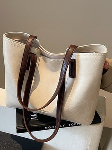 2026 Spring Summer Color Block Large Capacity Tote <b>Bag</b> For Women Premium Texture Casual ingle Shoulder Handbag - Product Image 3