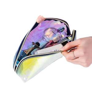 Bolsa de Maquillaje Cosmética de Viaje de Poliéster Holográfico Transparente, Impermeable, Colorida, con Logotipo Personalizado al por Mayor - Product Image 4