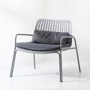 Nordic Style Outdoor Garden Chair Black Metal Frame With <b>Cushion</b> For Modern Minimalist Home Use - Product Image 3