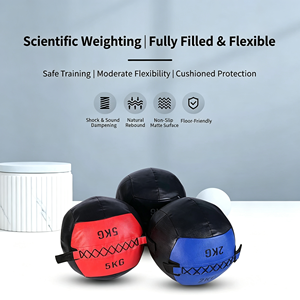 Medicine Ball 5 Kg PU Material <b>Strength</b> <b>Training</b> Durability Black Red Blue Color - Product Image 5