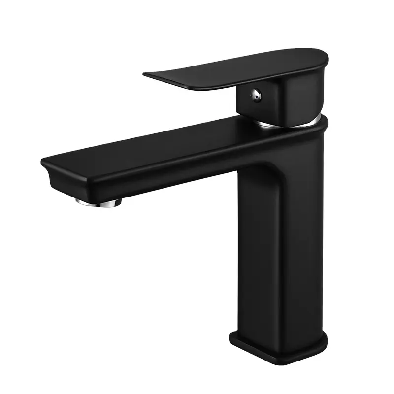 HIMIXER small MOQ single hole bathroom sink faucet deck mounted hot cold water taps black vanity faucet brass wash basin faucet