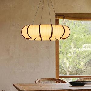 Lustre rond en tissu avec éclairage LED pour restaurant, salon de thé, salon, chambre à coucher, bureau - Product Image 5