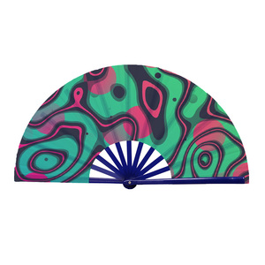 Abanico Plegable de Mano de 33 cm, Venta al por Mayor de Fábrica, Alta Calidad, Varillas de Plástico Azules, para Baile, Cosplay, Bodas, Fiestas Nocturnas y Clubes - Product Image 2