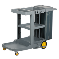Chariot de nettoyage multifonctionnel, chariot de nettoyage commercial, chariot utilitaire en PP, 4 roues, capacité de 300 lb, pour hôtel, bureau