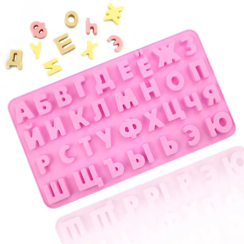 1029 factory stock Russian letter word shape silicone chocolate mold number shape silicone mold resin silicone bpa free hand diy