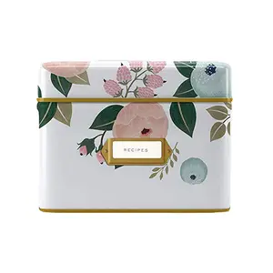 Caixa de presente decorativa para flores frescas, caixa branca colorida para cartão de metal