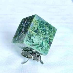 Groothandel natuurlijke gepolijste edelsteen gegraveerde mosagaat kubus voor heling en meditatie - Product Image 2