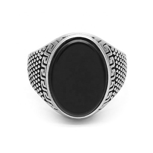 Wholesale 2022 New Design Fashion 316L Stainless Steel Dainty Gem <strong>Ring</strong> Natural <strong>Black</strong> Onyx <strong>Ring</strong> Agate Stone <strong>Ring</strong> for Men - Product Image 2