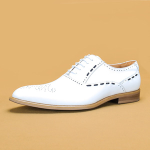 White genuine leather men's <b>shoes</b>, top-grade cowhide business formal <b>shoes</b>, pointed toe Oxford <b>shoes</b>, wedding <b>shoes</b> - Product Image 6