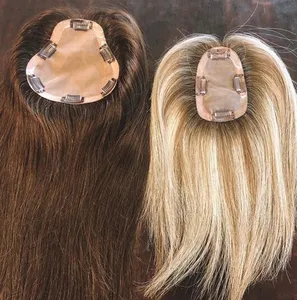 Ombre Ash biondo parrucchino capelli per le donne capelli umani Topper parrucchino 613 chiusura parrucca Kosher europeo Remy capelli Top Piece