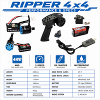 Crawler RC Profesional 1/24 RGT 18800 Ripper LCG, Bajo Centro de Gravedad, 4WD, 2 Velocidades, Resistente al Agua, Mini Rock Crawler, 2S Lipo RTR