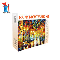 Jigsaw Puzzle Kemasan Kotak Warna Karton Finishing UV Jalan Malam Hujan 1000 Buah untuk Dewasa