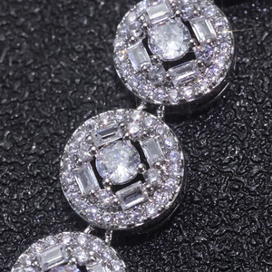 Pulsera de Cadena Cubana con Diamantes Redondos, Estilo Europeo y Americano, Versátil, para Hombres y Mujeres, Estilo Urbano - Product Image 5